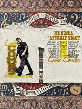 Vintage Luke Combs My Kinda Saturday Night Tour 2026 Double Sided Tee